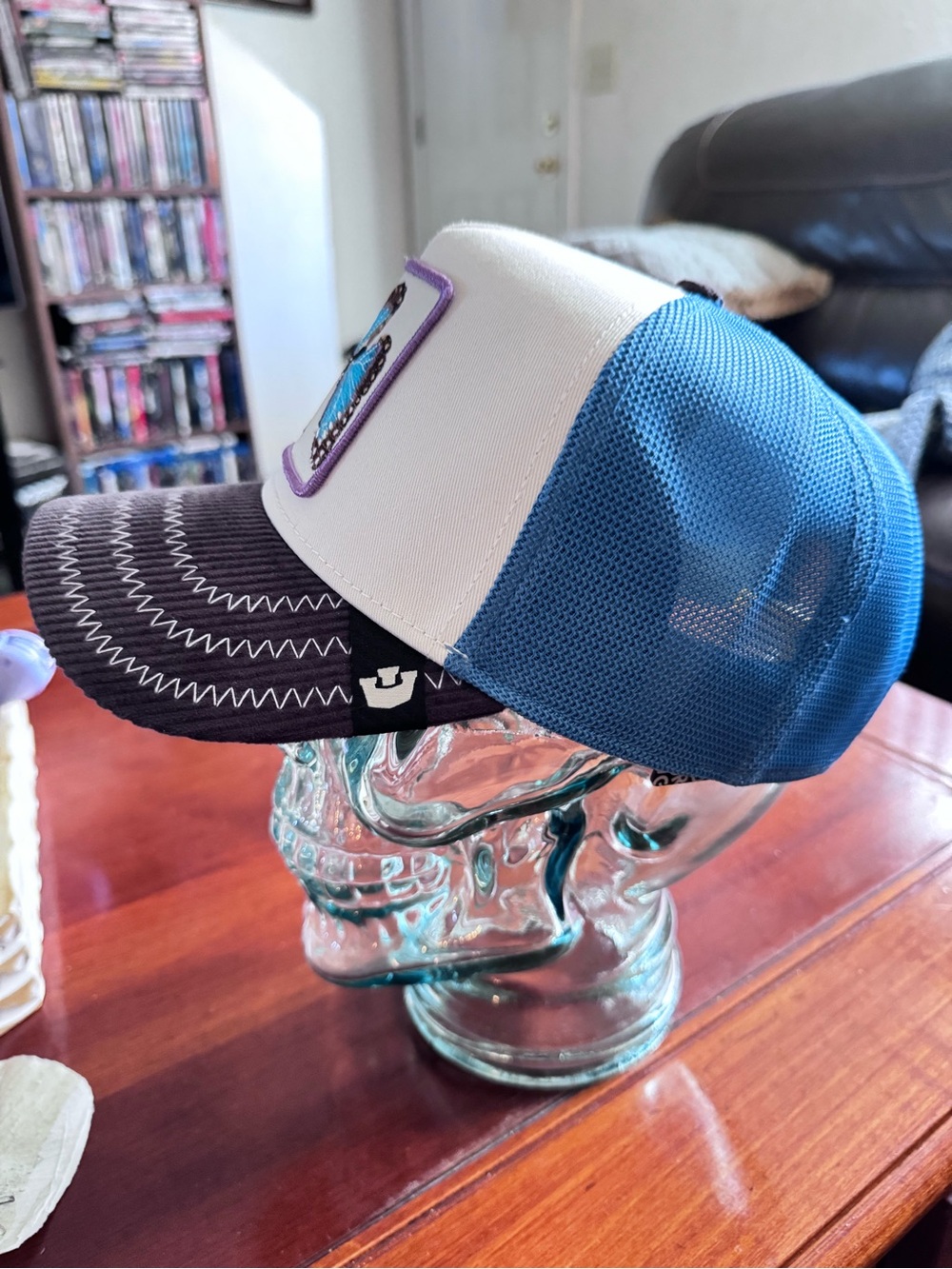 Goorin Bros. Social Butterfly Embroidered Trucker Hat - White, Blue, Gray - Picture 3 of 12